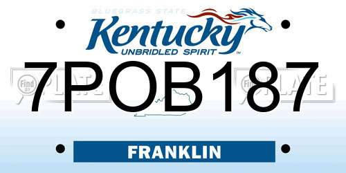 7POB187 Kentucky License Plate