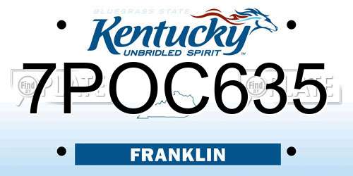 7POC635 Kentucky License Plate
