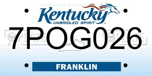 7POG026 Kentucky License Plate