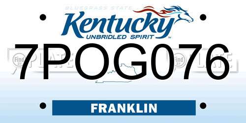 7POG076 Kentucky License Plate