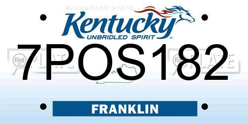 7POS182 Kentucky License Plate