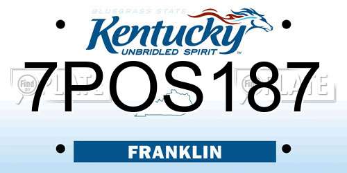 7POS187 Kentucky License Plate