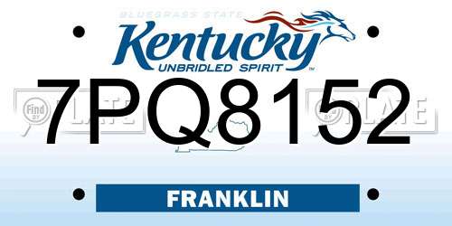 7PQ8152 Kentucky License Plate