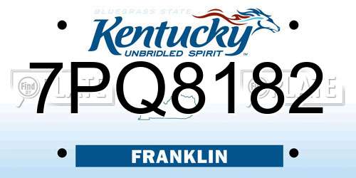 7PQ8182 Kentucky License Plate