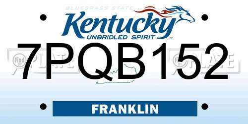 7PQB152 Kentucky License Plate