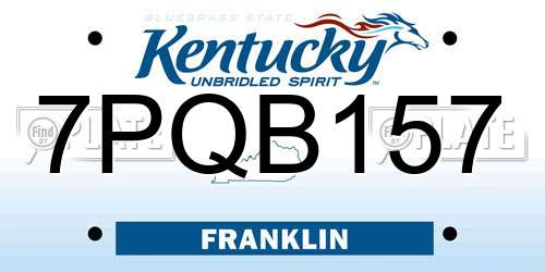 7PQB157 Kentucky License Plate