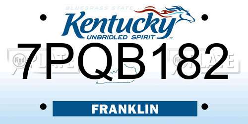 7PQB182 Kentucky License Plate