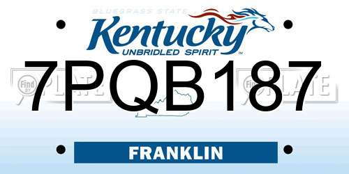 7PQB187 Kentucky License Plate