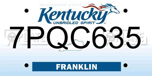 7PQC635 Kentucky License Plate