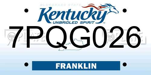 7PQG026 Kentucky License Plate