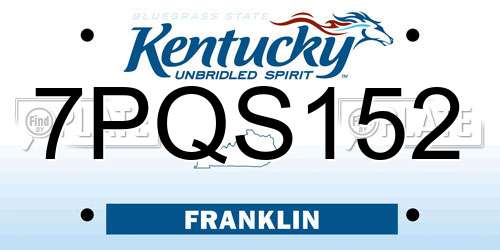 7PQS152 Kentucky License Plate