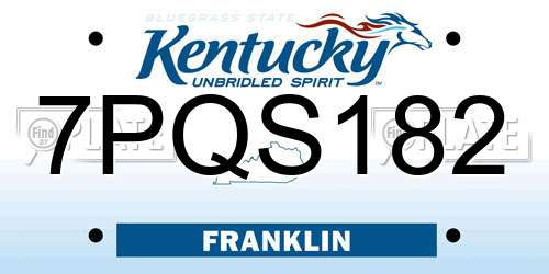7PQS182 Kentucky License Plate