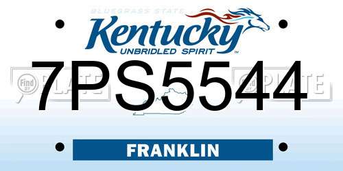 7PS5544 Kentucky License Plate
