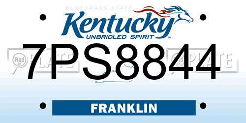 7PS8844 Kentucky License Plate