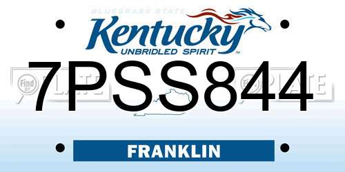 7PSS844 Kentucky License Plate