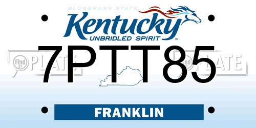 7PTT85 Kentucky License Plate