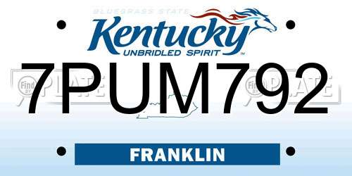 7PUM792 Kentucky License Plate