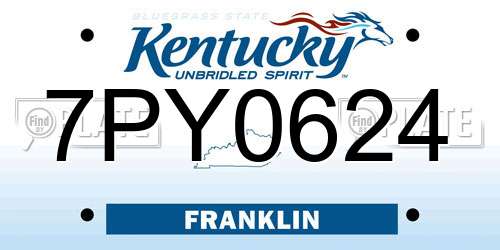 7PY0624 Kentucky License Plate