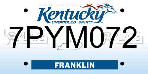 7PYM072 Kentucky License Plate
