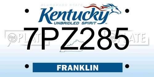 7PZ285 Kentucky License Plate
