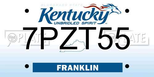 7PZT55 Kentucky License Plate
