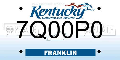 7Q00P0 Kentucky License Plate