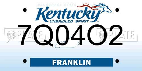 7Q04O2 Kentucky License Plate