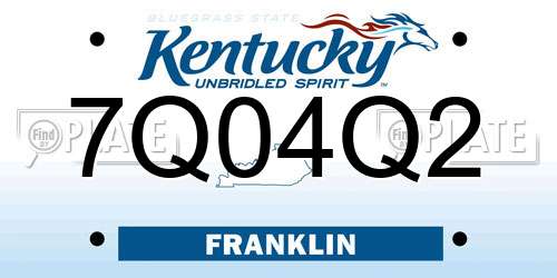 7Q04Q2 Kentucky License Plate
