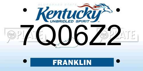7Q06Z2 Kentucky License Plate