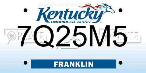 7Q25M5 Kentucky License Plate