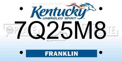 7Q25M8 Kentucky License Plate