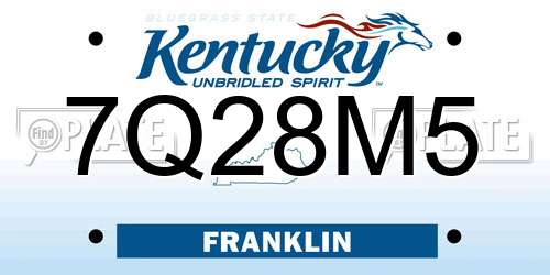 7Q28M5 Kentucky License Plate