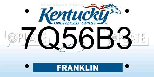 7Q56B3 Kentucky License Plate