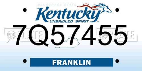 7Q57455 Kentucky License Plate