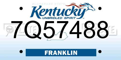 7Q57488 Kentucky License Plate