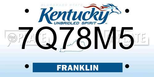 7Q78M5 Kentucky License Plate