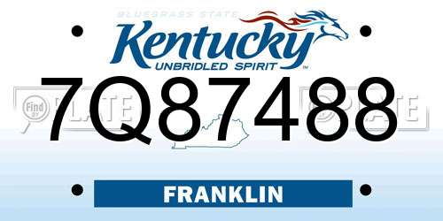 7Q87488 Kentucky License Plate