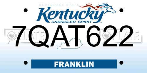 7QAT622 Kentucky License Plate