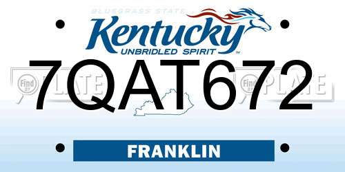 7QAT672 Kentucky License Plate