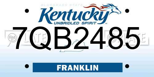 7QB2485 Kentucky License Plate