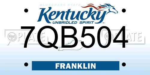 7QB504 Kentucky License Plate