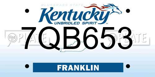 7QB653 Kentucky License Plate