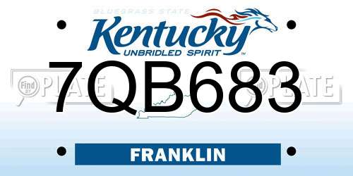 7QB683 Kentucky License Plate