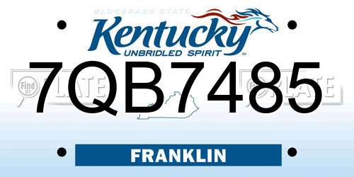 7QB7485 Kentucky License Plate