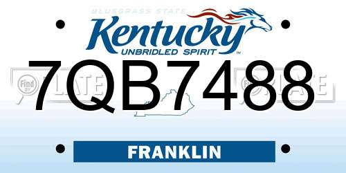 7QB7488 Kentucky License Plate