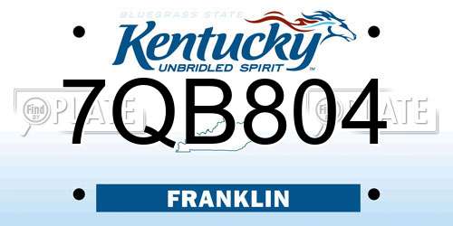 7QB804 Kentucky License Plate