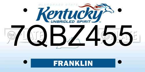 7QBZ455 Kentucky License Plate