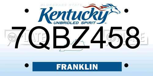 7QBZ458 Kentucky License Plate