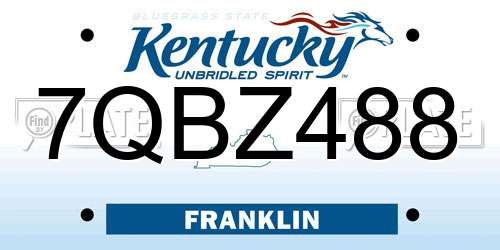 7QBZ488 Kentucky License Plate