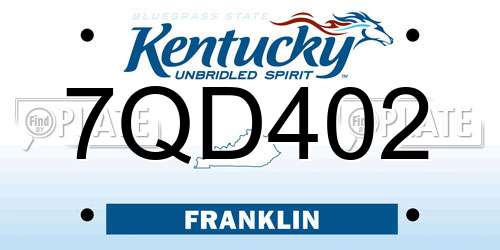 7QD402 Kentucky License Plate